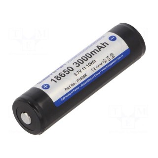 Re-battery: Li-Ion | 18650,MR18650 | 3.7V | 3000mAh | Ø18.7x68.5mm
