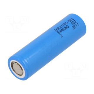 Re-battery: Li-Ion | 21700 | 3.6V | 5000mAh | Ø21.2x70.8mm | 10A