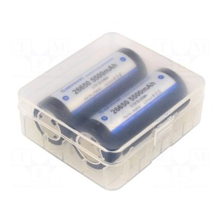 Re-battery: Li-Ion | 26650 | 3.7V | 5500mAh | Ø26.5x67mm | 15A | 2pcs.