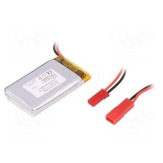 Re-battery: Li-Po | 3.7V | 1000mAh | cables | 7x30x48mm