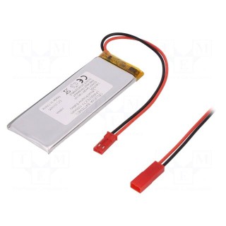 Re-battery: Li-Po | 3.7V | 1050mAh | cables | 4.3x30x78mm