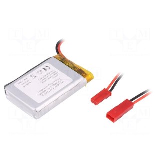 Re-battery: Li-Po | 3.7V | 1850mAh | cables | 10x34x51mm