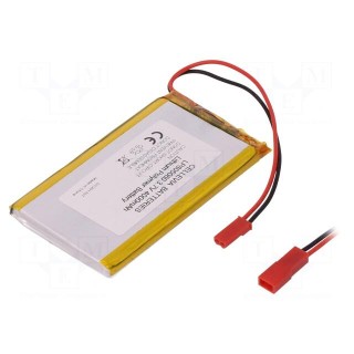 Re-battery: Li-Po | 3.7V | 4000mAh | cables | 8.5x50.5x80.5mm