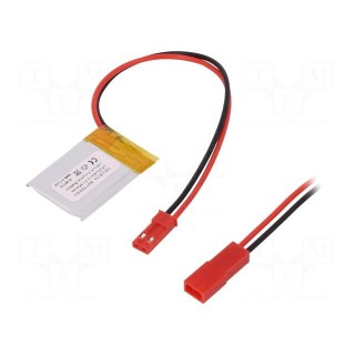 Re-battery: Li-Po | 3.7V | 85mAh | cables | 2x24x30mm