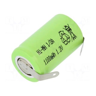 Re-battery: Ni-MH | 1/2A | 1.2V | 1100mAh | soldering lugs