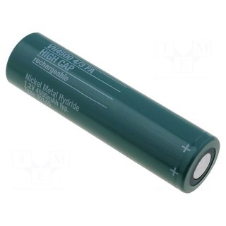 Re-battery: Ni-MH | 4/3A | 1.2V | 4500mAh | Ø17x67mm | Features: low +