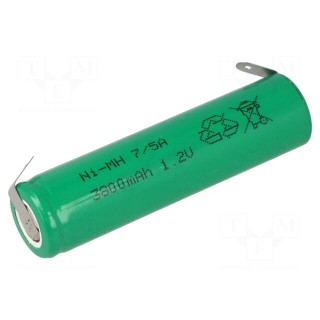 Re-battery: Ni-MH | 7/5A,7/5R23 | 1.2V | 3800mAh | soldering lugs
