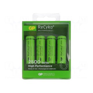 Re-battery: Ni-MH | AA | 1.2V | 2500mAh | ReCyko+ | Ø14.5x50.5mm | 250mA
