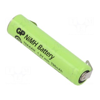 Re-battery: Ni-MH | AAA,R3 | 1.2V | 700mAh | soldering lugs