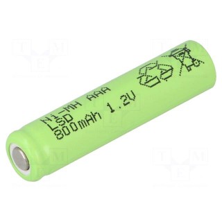 Re-battery: Ni-MH | AAA,R3 | 1.2V | 800mAh | Ø10.1x44mm