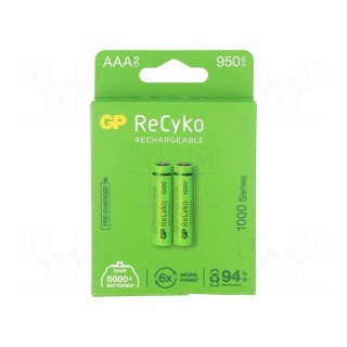Re-battery: Ni-MH | AAA,R3 | 1.2V | 950mAh | ReCyko+ | Ø10.5x44.5mm