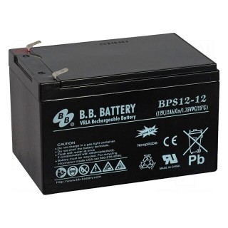 Re-battery: acid-lead | 12V | 12Ah | AGM | maintenance-free | 3.94kg