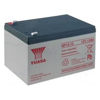 Re-battery: acid-lead | 12V | 12Ah | AGM | maintenance-free | 4.09kg
