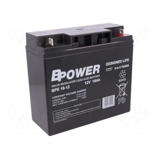 Re-battery: acid-lead | 12V | 18Ah | AGM | maintenance-free | 5.6kg | BPE