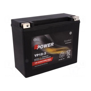 Re-battery: acid-lead | 12V | 20Ah | AGM | maintenance-free,right +