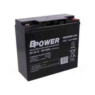 Re-battery: acid-lead | 12V | 22Ah | AGM | maintenance-free | 116W