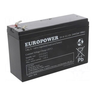 Re-battery: acid-lead | 12V | 5.5Ah | AGM | maintenance-free