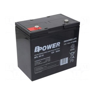 Re-battery: acid-lead | 12V | 55Ah | AGM | maintenance-free