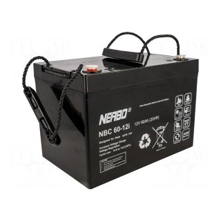 Re-battery: acid-lead | 12V | 60Ah | AGM | maintenance-free | 20kg