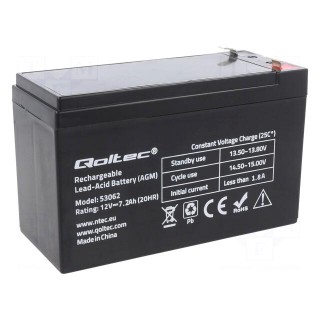 Re-battery: acid-lead | 12V | 7.2Ah | AGM | maintenance-free