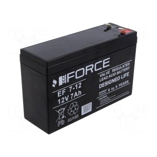 Re-battery: acid-lead | 12V | 7Ah | AGM | maintenance-free | EF
