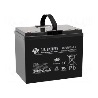 Re-battery: acid-lead | 12V | 80Ah | AGM | maintenance-free | 26kg