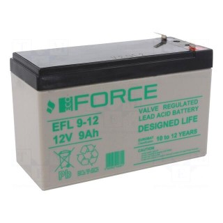 Re-battery: acid-lead | 12V | 9Ah | AGM | maintenance-free | EFL