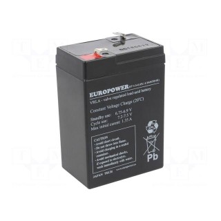 Re-battery: acid-lead | 6V | 4.5Ah | AGM | maintenance-free