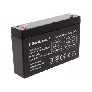 Re-battery: acid-lead | 6V | 7.2Ah | AGM | maintenance-free