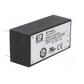 Converter: AC/DC | 30W | 85÷264VAC | Usup: 120÷370VDC | Uout: 15VDC