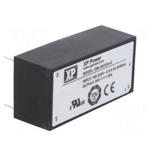 Converter: AC/DC | 30W | 85÷264VAC | Usup: 120÷370VDC | Uout: 24VDC