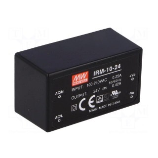 Power supply: switched-mode | modular | 10.08W | 24VDC | 0.42A | 40g
