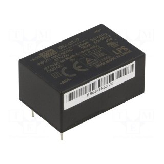Power supply: switched-mode | modular | 1W | 9VDC | 33.7x22.2x15mm