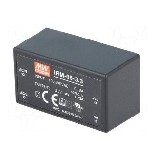 Power supply: switched-mode | modular | 4.125W | 3.3VDC | 1.25A | 40g