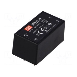 Converter: AC/DC | 4.95W | 85÷264VAC | Usup: 120÷370VDC | Uout: 15VDC