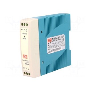 Power supply: switched-mode | for DIN rail | 10W | 12VDC | 0.84A | 81%