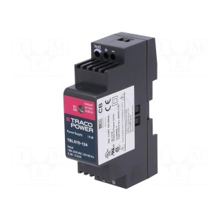Power supply: switched-mode | 15W | 24VDC | 24÷28VDC | 0.63A | 100g