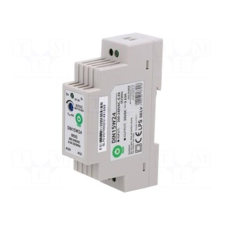 Power supply: switched-mode | for DIN rail | 15W | 24VDC | 0÷630mA
