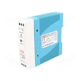 Power supply: switched-mode | for DIN rail | 20W | 12VDC | 1.67A | 80%