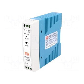 Power supply: switched-mode | for DIN rail | 20W | 15VDC | 1.34A | 81%