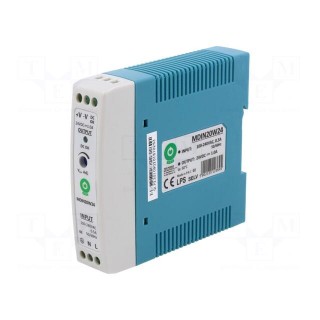 Power supply: switched-mode | for DIN rail | 20W | 24VDC | 0÷1A | OUT: 1