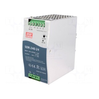 Power supply: switched-mode | for DIN rail | 240W | 24VDC | 10A | OUT: 1