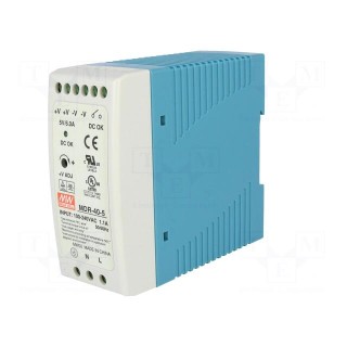 Power supply: switched-mode | for DIN rail | 30W | 5VDC | 6A | OUT: 1