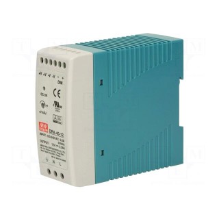 Power supply: switched-mode | for DIN rail | 40.08W | 12VDC | 3.34A