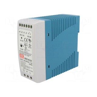 Power supply: switched-mode | for DIN rail | 40W | 24VDC | 1.7A | OUT: 1