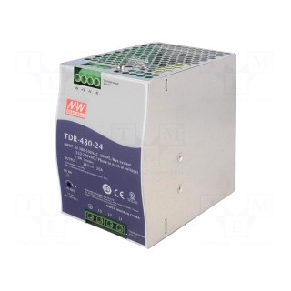 Power supply: switched-mode | 480W | 24VDC | 20A | 480÷780VDC | 1.51kg