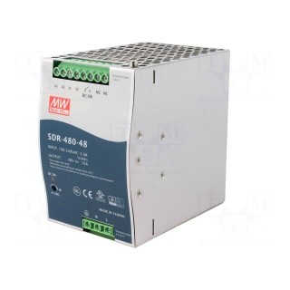 Power supply: switched-mode | 480W | 48VDC | 48÷55VDC | 10A | 90÷264VAC