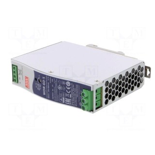 Power supply: switched-mode | for DIN rail | 50W | 5VDC | 10A | OUT: 1