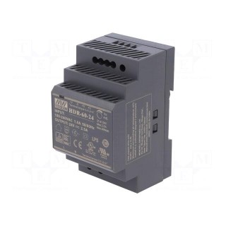 Power supply: switched-mode | 60W | 24VDC | 21.6÷29VDC | 2.5A | 190g