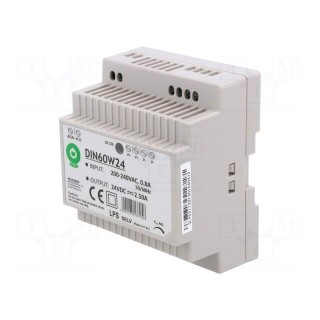 Power supply: switched-mode | for DIN rail | 60W | 24VDC | 0÷2.5A